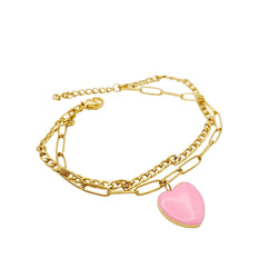 Pulsera Corazón Rosa