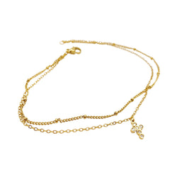 Tobillera Cruz Zirconia