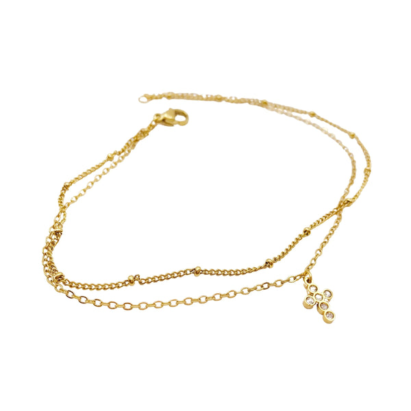 Tobillera Cruz Zirconia