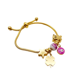 Pulsera Estrella Osito Trébol - Para Niña