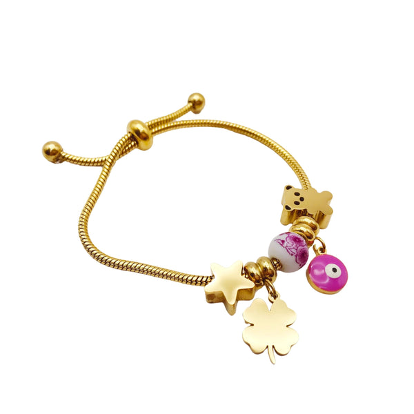 Pulsera Estrella Osito Trébol - Para Niña