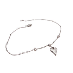 Tobillera Corazón Zirconias Plata