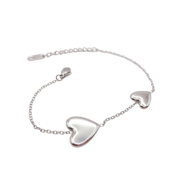 Pulsera Corazones Lisos Plata