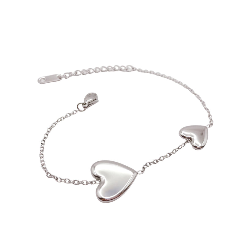 Pulsera Corazones Lisos Plata